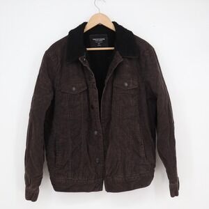 Sunrise Kingdom Mens Brown Corduroy Sherpa Lined Trucker Jacket Small